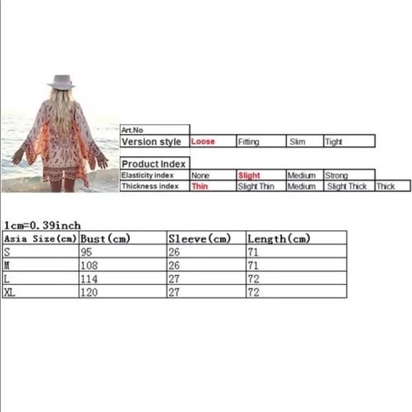 Blush feather kimono/ beach cover NWT - Picture 5 of 6